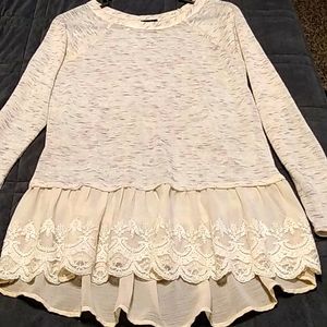 Lace Bottom Long Sleeve Shirt